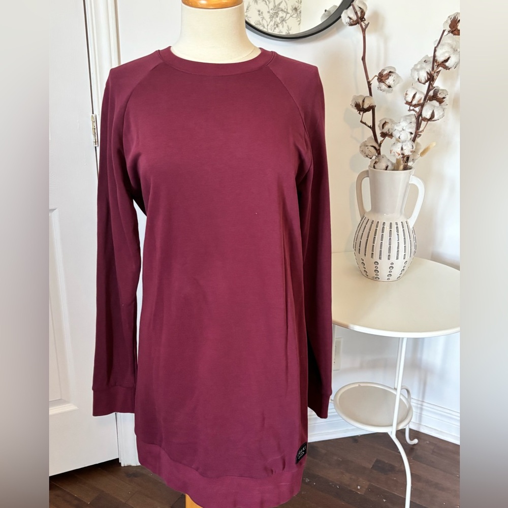 Burgundy Long Sleeve Casual Dress